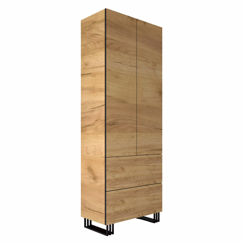 Szafa loft KLARA 180 cm z szufladami cm dąb craft złoty