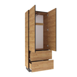 Szafa loft KLARA 180 cm z szufladami cm dąb craft złoty