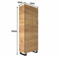 Szafa loft KLARA 180 cm z szufladami cm dąb craft złoty