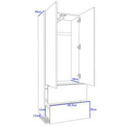 Szafa loft KLARA 180 cm z szufladami cm dąb craft złoty