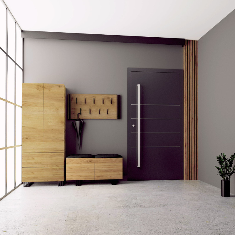 Szafa loft KLARA 180 cm z szufladami cm dąb craft złoty