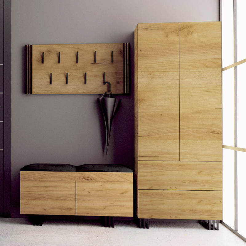 Szafa loft KLARA 180 cm z szufladami cm dąb craft złoty