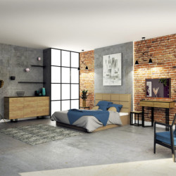 Toaletka loft KLARA 1 z lustrem dąb craft złoty