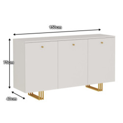 Komoda KLARA z szafkami 150 cm kaszmir beż/złoty