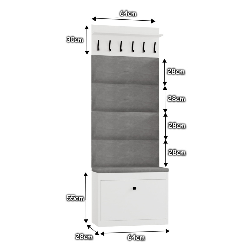 Zestaw mebli do przedpokoju WA114P biały/szary