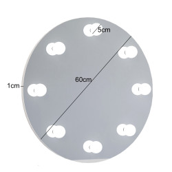 Toaletka V z lustrem okrągłym 60cm pełnym biały połysk/złoty