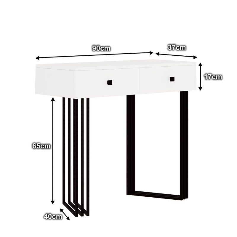 Konsola  wolnostojąca KLARA 90 cm biały mat/czarny