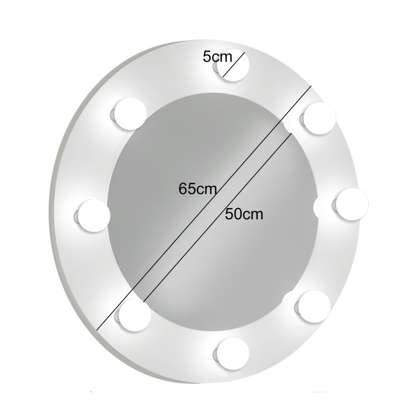 Toaletka stolik ADAŚ z lustrem okrągłym białym 65cm z żarówkami LED biała