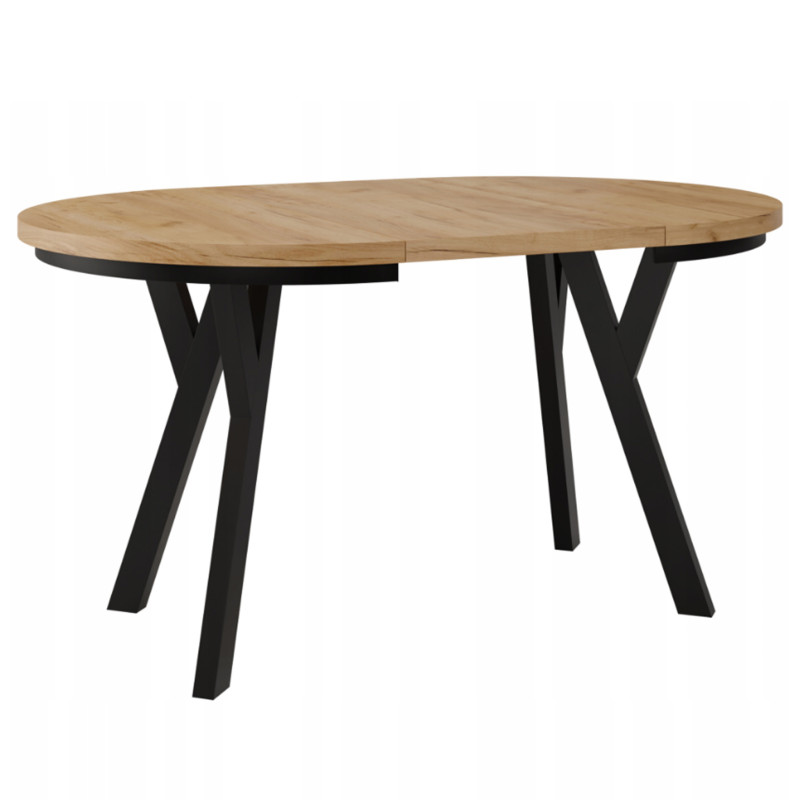 Rozkładany okrągły stół do jadalni 90-180 cm MEGAN dąb artisan/czarny