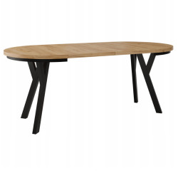 Rozkładany okrągły stół do jadalni 90-180 cm MEGAN dąb artisan/czarny