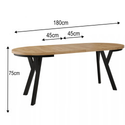 Rozkładany okrągły stół do jadalni 90-180 cm MEGAN dąb artisan/czarny