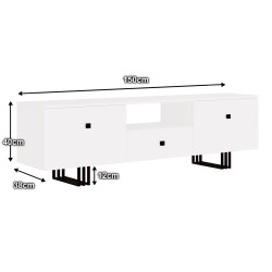 Szafka RTV KLARA 150 cm biały mat/czarny