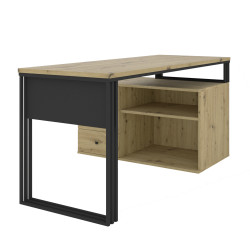 Biurko wolnostojące Viking N1 3S z szufladami dąb artisan/czarny