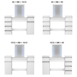 Toaletka MEGAN 1S1D4S  do makijażu modułowa z oświetleniem LED biała