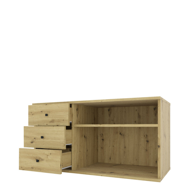 Szafka wolnostojąca Viking II 3S z szufladami dąb artisan/czarny