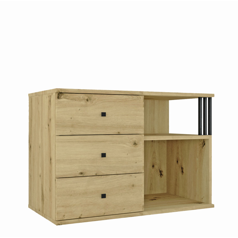 Szafka wolnostojąca Viking I 3S z szufladami dąb artisan/czarny