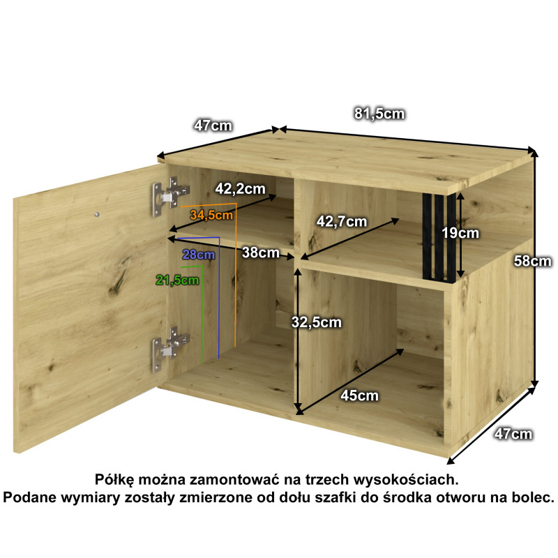 Szafka wolnostojąca Viking I 1D dąb artisan/czarny