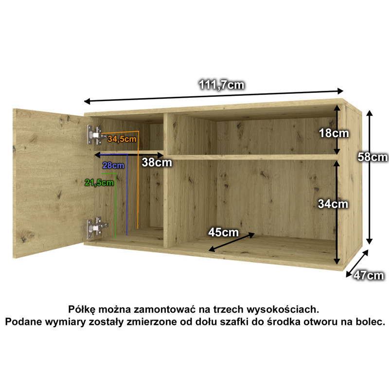 Szafka wolnostojąca Viking II 1D dąb artisan/czarny