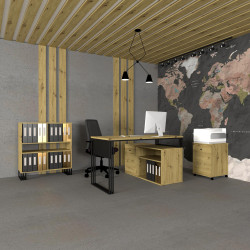 Biurko wolnostojące Viking N1 1D dąb artisan/czarny