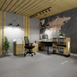 Biurko wolnostojące Viking N1 1D dąb artisan/czarny