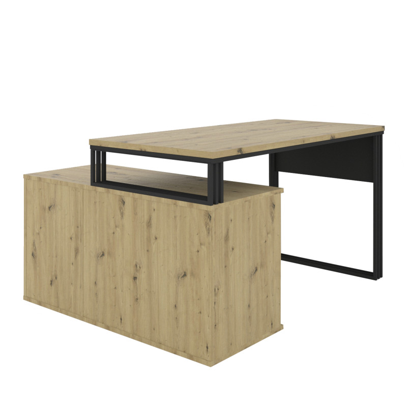 Biurko wolnostojące Viking N1 1D dąb artisan/czarny