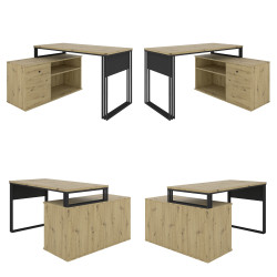 Biurko wolnostojące Viking N1 1D dąb artisan/czarny