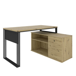 Biurko wolnostojące Viking N1 1D dąb artisan/czarny