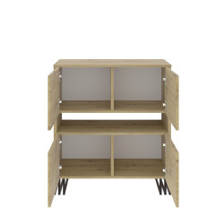 Regał komoda VIKING 4D z szafkami 90 cm dąb artisan/czarny