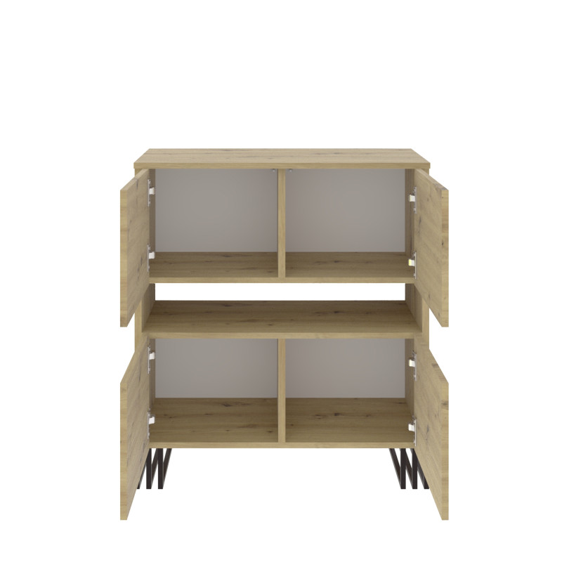 Regał komoda VIKING 4D z szafkami 90 cm dąb artisan/czarny