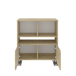 Regał komoda VIKING 2D z szafkami 90 cm dąb artisan/czarny