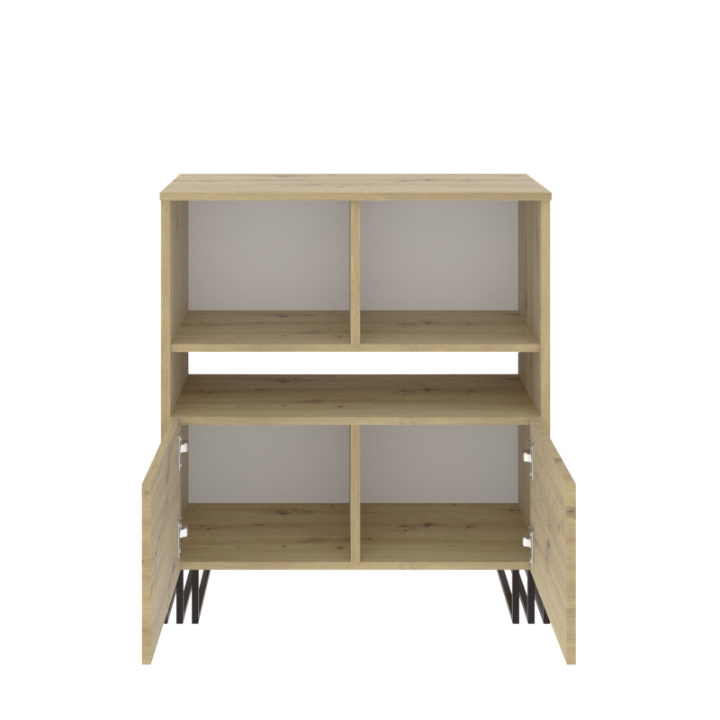 Regał komoda VIKING 2D z szafkami 90 cm dąb artisan/czarny