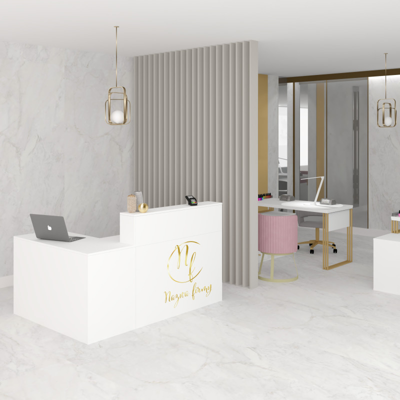 Lada recepcyjna KLARA 5 narożna modułowa biały mat