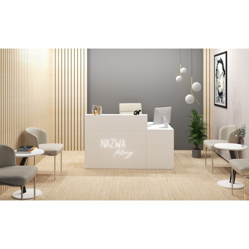 Lada recepcyjna KLARA 5 narożna modułowa biały mat