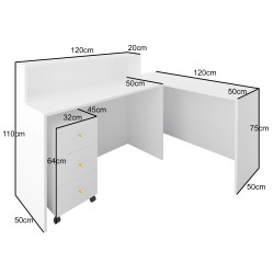 Lada recepcyjna KLARA 5 narożna modułowa biały mat