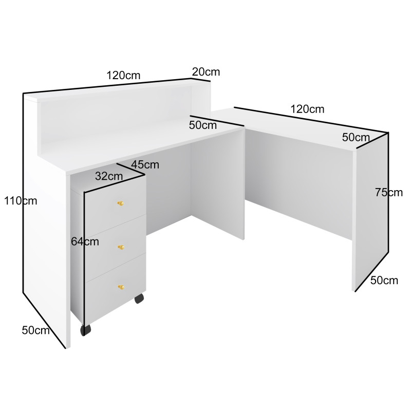 Lada recepcyjna KLARA 5 narożna modułowa biały mat