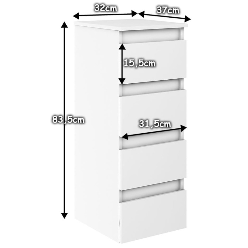 Komoda SŁUPEK MEGAN 4S biała