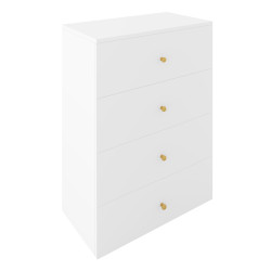 Komoda Klara 60cm z czterema szufladami biały + złote uchwyty