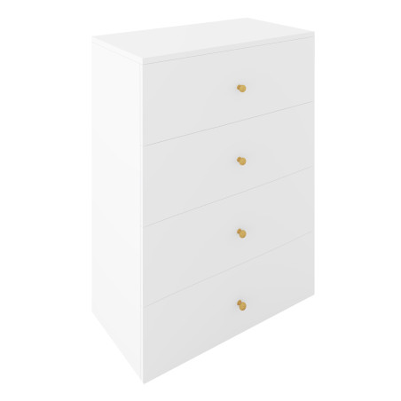 Komoda Klara 60cm z czterema szufladami biały + złote uchwyty