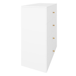 Komoda Klara 60cm z czterema szufladami biały + złote uchwyty