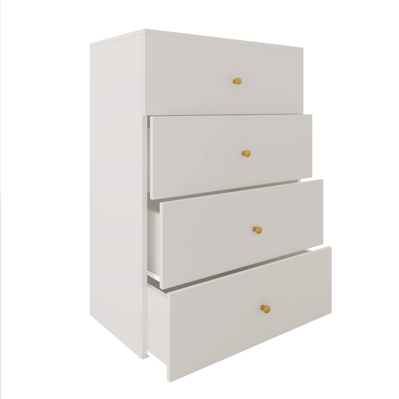 Komoda Klara 60cm z czterema szufladami kaszmir+ złote uchwyty