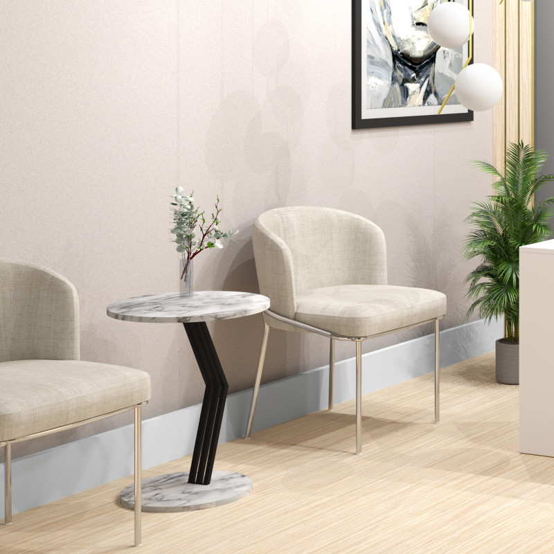 Stolik kawowy Klara czarny/biały marmur