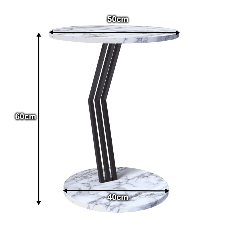 Stolik kawowy Klara czarny/biały marmur