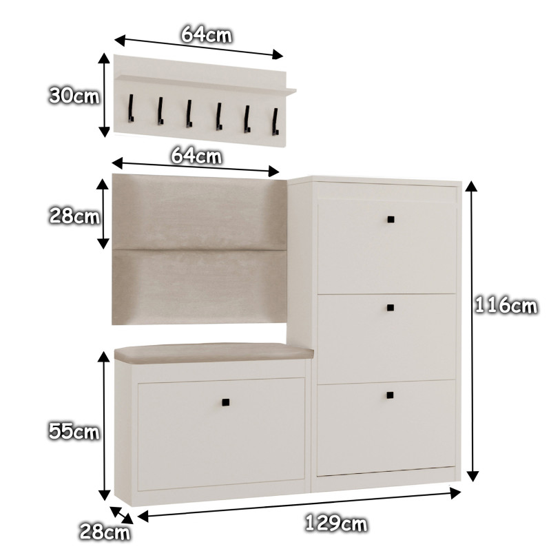 Zestaw mebli do przedpokoju 13WA112P kaszmir/beżowy