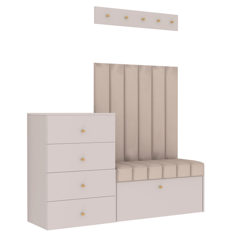 Zestaw do przedpokoju Diana 6 paneli z komodą i wieszakiem kaszmir/beż