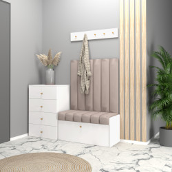 Zestaw do przedpokoju Diana 6 paneli z komodą i wieszakiem biały/beż