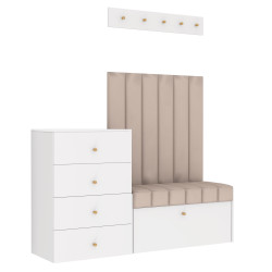 Zestaw do przedpokoju Diana 6 paneli z komodą i wieszakiem biały/beż