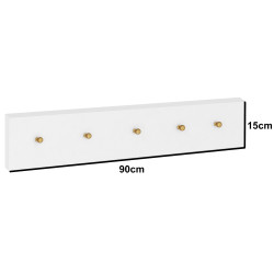 Wieszak ścienny do przedpokoju Diana 90cm biały/złoty