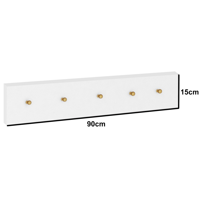 Wieszak ścienny do przedpokoju Diana 90cm biały/złoty