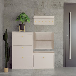 Szafka na buty z siedziskiem ALASKA 11W kaszmir/beżowy/złoty