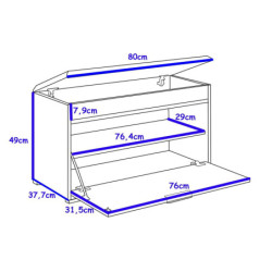 Szafka na buty z siedziskiem FALA 1W biały/beżowy +uchwyt krawędziowy złoty
